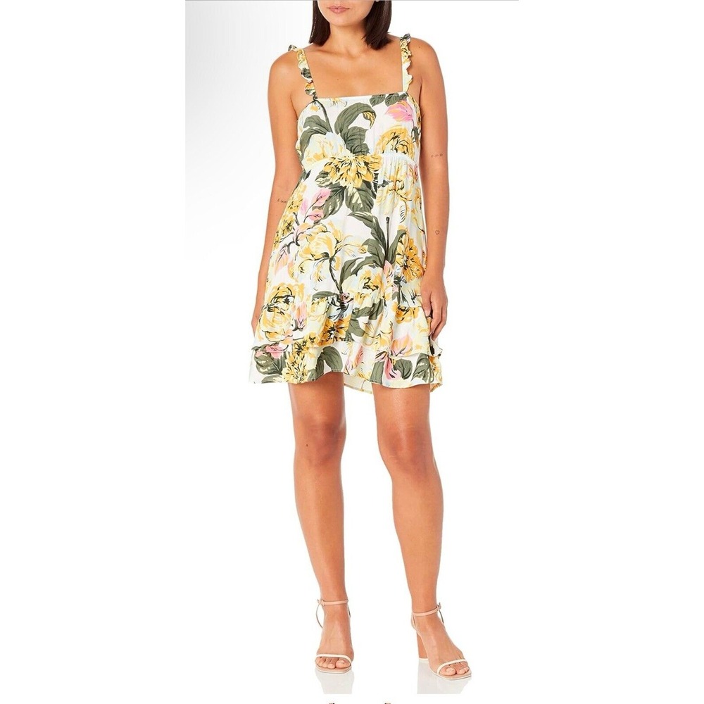 Maaji Women's Short Dress Floral Tropical Size Medium Layered Ruffle